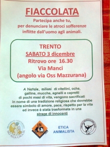 03 dicembre 2011 Trento fiaccolata per denunciare lo sterminio degli animali nel periodo natalizio (e non solo!) fiaccolata per gli animali 20111204 2086218817
