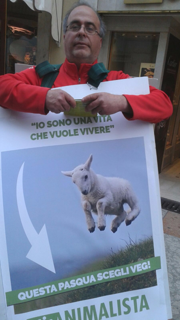 Manifestazione a Trento in difesa degli agnelli a Pasqua 24-25-26 Marzo trento manifestazione pasqua difesa agnelli 14