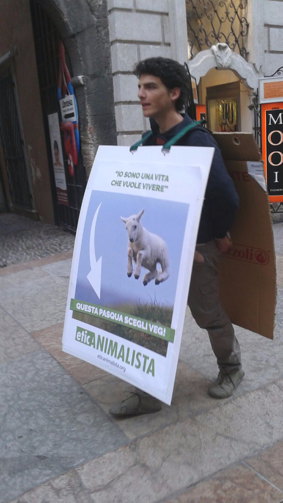Manifestazione a Trento in difesa degli agnelli a Pasqua 24-25-26 Marzo trento manifestazione pasqua difesa agnelli 8