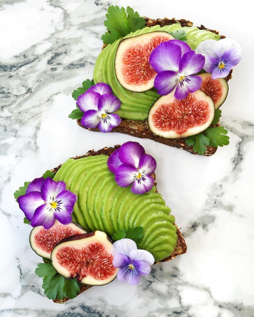 letscookvegan: Avocado toast with fresh figs and edible flowers... 10