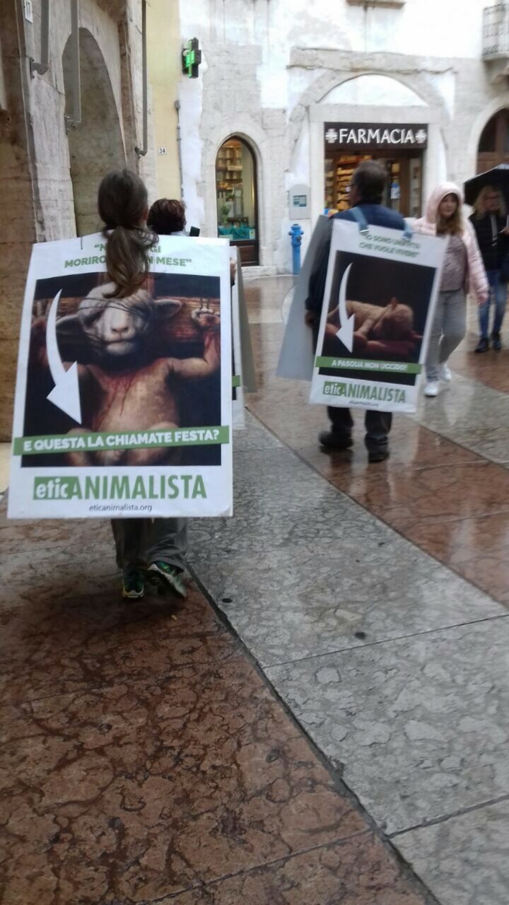 Manifestazione di protesta contro il massacro Pasquale degli agnelli e capretti 15 Aprile 2017 IMG 20170416 WA0019