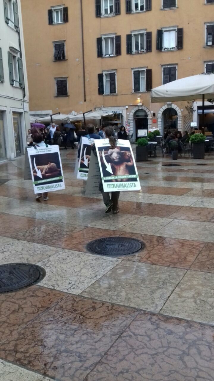 Manifestazione di protesta contro il massacro Pasquale degli agnelli e capretti 15 Aprile 2017 IMG 20170416 WA0022